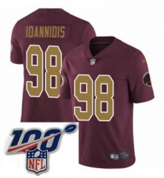 Youth Nike Washington Redskins 98 Matthew Ioannidis Burgundy RedGold Number Alternate 80TH Anniversary Vapor Untouchable Limited Stitched 100th anniversary