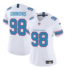 Women Tennessee Titans  98 Cameron Ward White 2026 F U S E  Vapor Limited Stitched Football Jersey  