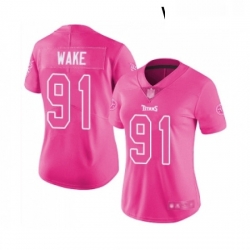 Womens Tennessee Titans 91 Cameron Wake Limited Pink Rush Fashion Football Jersey