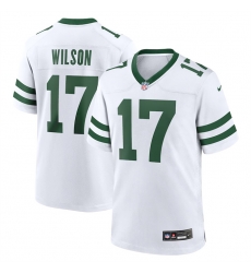 Men New York Jets 17 Garrett Wilson White Throwback Player Stitched Game Jersey