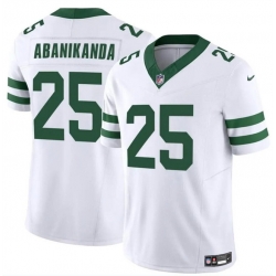 Men New York Jets 25 Israel Abanikanda White 2024 F U S E  Vapor Limited Stitched Jersey