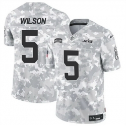 Men New York Jets 5 Garrett Wilson 2024 F U S E Arctic Camo Salute To Service Limited Stitched Football Jersey