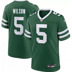 Men New York Jets 5 Garrett Wilson Green F U S E  Stitched Football Jersey