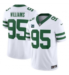 Men New York Jets 95 Quinnen Williams White 2024 F U S E  With 2 Star C Patch Vapor Limited Throwback Stitched Football Jersey