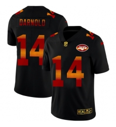 New York Jets 14 Sam Darnold Men Black Nike Red Orange Stripe Vapor Limited NFL Jersey