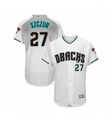 Mens Arizona Diamondbacks 27 Matt Szczur White Teal Alternate Authentic Collection Flex Base Baseball Jersey