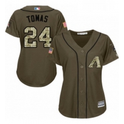 Womens Majestic Arizona Diamondbacks 24 Yasmany Tomas Replica Green Salute to Service MLB Jersey