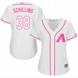 Womens Majestic Arizona Diamondbacks 38 Curt Schilling Replica White Fashion MLB Jersey