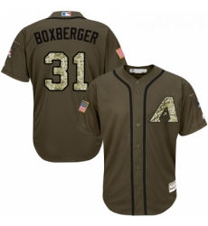 Youth Majestic Arizona Diamondbacks 31 Brad Boxberger Replica Green Salute to Service MLB Jersey 