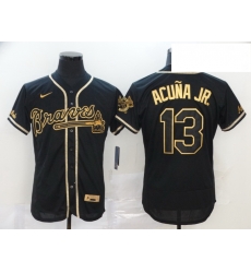Braves 13 Ronald Acuna Jr Black Gold 2020 Nike Flexbase Jersey