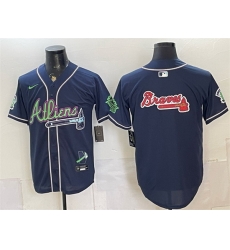 Men Atlanta Braves Team Big Logo Navy Galaxy With Outkast Patch Vapor Limited Stitched Men Atlanta Braves Team Big Logo Navy Galaxy With Outkast Patch Vapor Limited Stitched