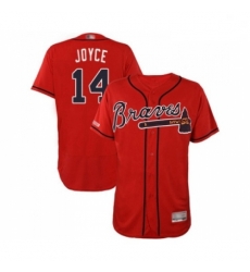 Mens Atlanta Braves 14 Matt Joyce Red Alternate Flex Base Authentic Collection Baseball Jersey