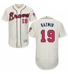 Mens Majestic Atlanta Braves 19 Scott Kazmir Cream Alternate Flex Base Authentic Collection MLB Jersey