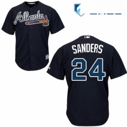 Mens Majestic Atlanta Braves 24 Deion Sanders Replica Blue Alternate Road Cool Base MLB Jersey