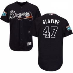 Mens Majestic Atlanta Braves 47 Tom Glavine Navy Blue Alternate Flex Base Authentic Collection MLB Jersey