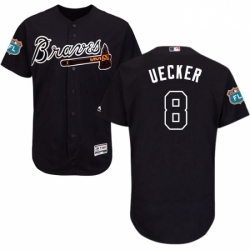 Mens Majestic Atlanta Braves 8 Bob Uecker Navy Blue Alternate Flex Base Authentic Collection MLB Jersey