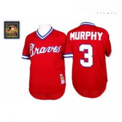 Mens Mitchell and Ness 1980 Atlanta Braves 3 Dale Murphy Replica Red Throwback MLB Jersey