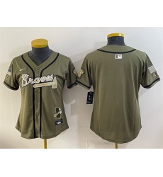 Women Atlanta Braves Blank Olive 2026 Armed Forces Day Stitched Baseball Jersey Women Atlanta Braves Blank Olive 2026 Armed Forces Day Stitched Baseball Jersey
