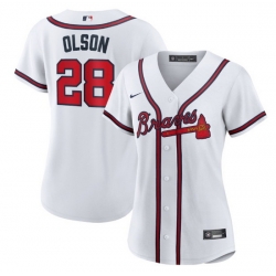 Women Atlanta Braves Matt Olson White Cool Base Stitched Jersey