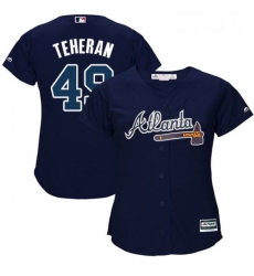 Womens Majestic Atlanta Braves 49 Julio Teheran Replica Blue Alternate Road Cool Base MLB Jersey