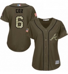 Womens Majestic Atlanta Braves 6 Bobby Cox Replica Green Salute to Service MLB Jersey