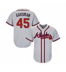 Youth Atlanta Braves 45 Kevin Gausman Replica Grey Road Cool Base Baseball Jersey 