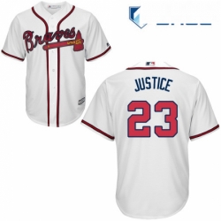 Youth Majestic Atlanta Braves 23 David Justice Authentic White Home Cool Base MLB Jersey