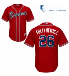 Youth Majestic Atlanta Braves 26 Mike Foltynewicz Replica Red Alternate Cool Base MLB Jersey 