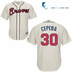 Youth Majestic Atlanta Braves 30 Orlando Cepeda Authentic Cream Alternate 2 Cool Base MLB Jersey