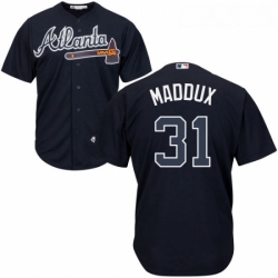 Youth Majestic Atlanta Braves 31 Greg Maddux Authentic Blue Alternate Road Cool Base MLB Jersey