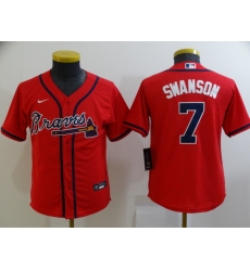 Youth Red Atlanta Braves 7 Dansby Swanson Cool Base MLB Stitched Jersey