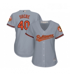 Womens Baltimore Orioles 40 Jesus Sucre Replica Grey Road Cool Base Baseball Jersey 