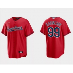 Men Cleveland Guardians 99James Karinchak Red Cool Base Stitched Jersey