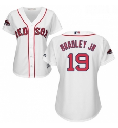 Womens Majestic Boston Red Sox 19 Jackie Bradley Jr Authentic White Home 2018 World Series Champions MLB Jersey 