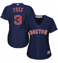 Womens Majestic Boston Red Sox 3 Jimmie Foxx Replica Navy Blue Alternate Road MLB Jersey