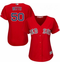 Womens Majestic Boston Red Sox 50 Mookie Betts Authentic Red Alternate Home MLB Jersey