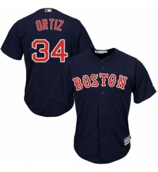 Youth Majestic Boston Red Sox 34 David Ortiz Authentic Navy Blue Alternate Road Cool Base MLB Jersey