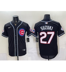 Men Chicago Cubs  27 Seiya Suzuki 150th Anniversary Black Out Style Vapor Premier Limited Stitched Baseball Jersey
