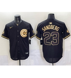 Men Chicago Cubs Ryne Sandberg Black Gold 150th Anniversary Patch Stitched Baseball Jersey Men Chicago Cubs Ryne Sandberg Black Gold 150th Anniversary Patch Stitched Baseball Jersey
