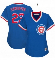 Womens Majestic Chicago Cubs 23 Ryne Sandberg Authentic Royal Blue Cooperstown MLB Jersey