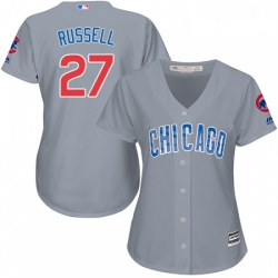 Womens Majestic Chicago Cubs 27 Addison Russell Authentic Grey Road MLB Jersey