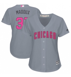 Womens Majestic Chicago Cubs 31 Greg Maddux Authentic Grey Mothers Day Cool Base MLB Jersey