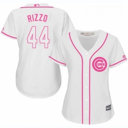 Womens Majestic Chicago Cubs 44 Anthony Rizzo Replica White Fashion MLB Jersey