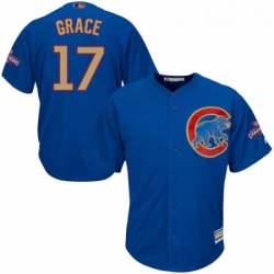 Youth Majestic Chicago Cubs 17 Mark Grace Authentic Royal Blue 2017 Gold Champion Cool Base MLB Jersey