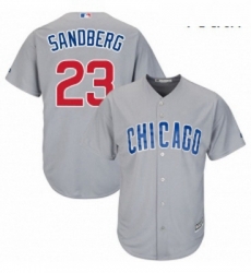 Youth Majestic Chicago Cubs 23 Ryne Sandberg Replica Grey Road Cool Base MLB Jersey