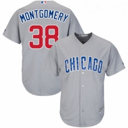 Youth Majestic Chicago Cubs 38 Mike Montgomery Authentic Grey Road Cool Base MLB Jersey