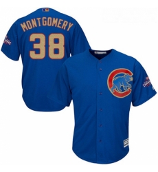 Youth Majestic Chicago Cubs 38 Mike Montgomery Authentic Royal Blue 2017 Gold Champion Cool Base MLB Jersey