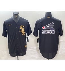 Men Chicago White Sox Black Team Big Logo Cool Base Stitched Jersey 1