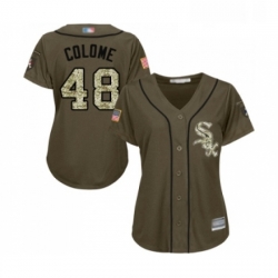 Womens Chicago White Sox 48 Alex Colome Authentic Green Salute to Service Baseball Jersey 