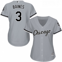 Womens Majestic Chicago White Sox 3 Harold Baines Replica Grey Road Cool Base MLB Jersey